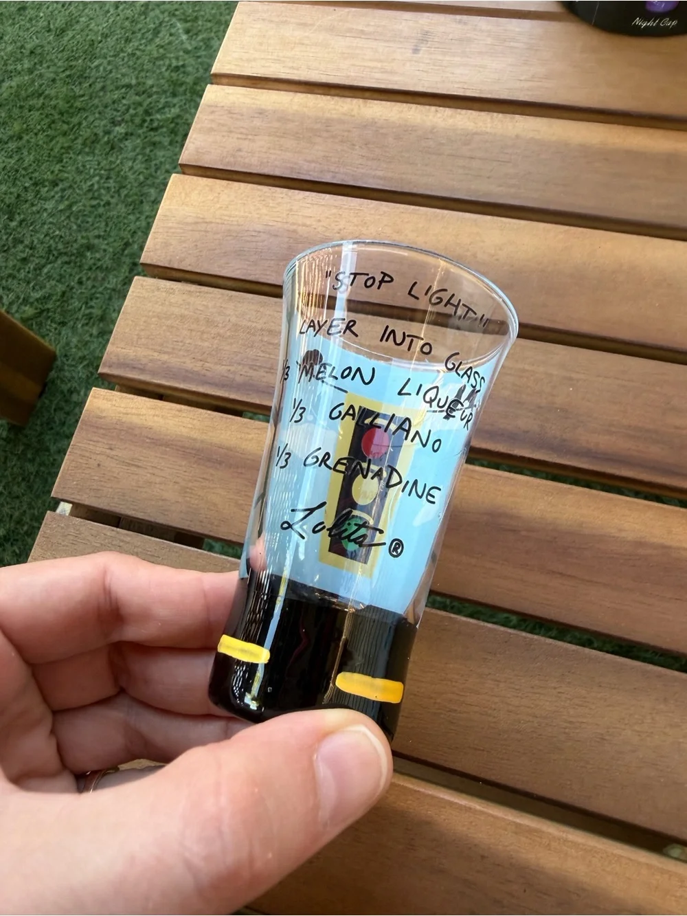 Lolita Hand Painted Traffic Light Cocktail Recipe Shot Glass Boxed